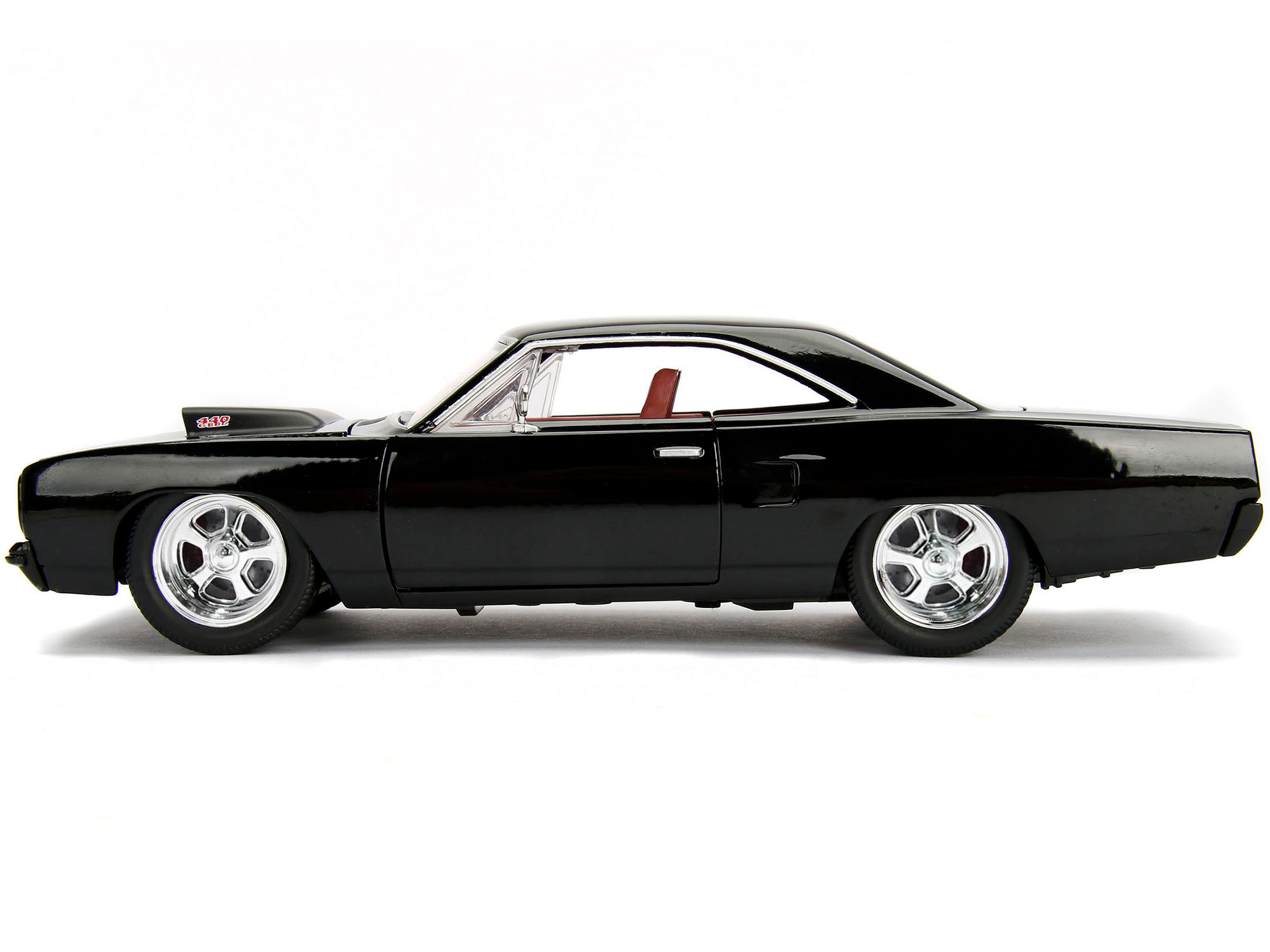 Jada 1970 Plymouth Road Runner 440 Black with Red Interior "Bigtime Muscle" Series 1/24 Diecast Model Car by Jada