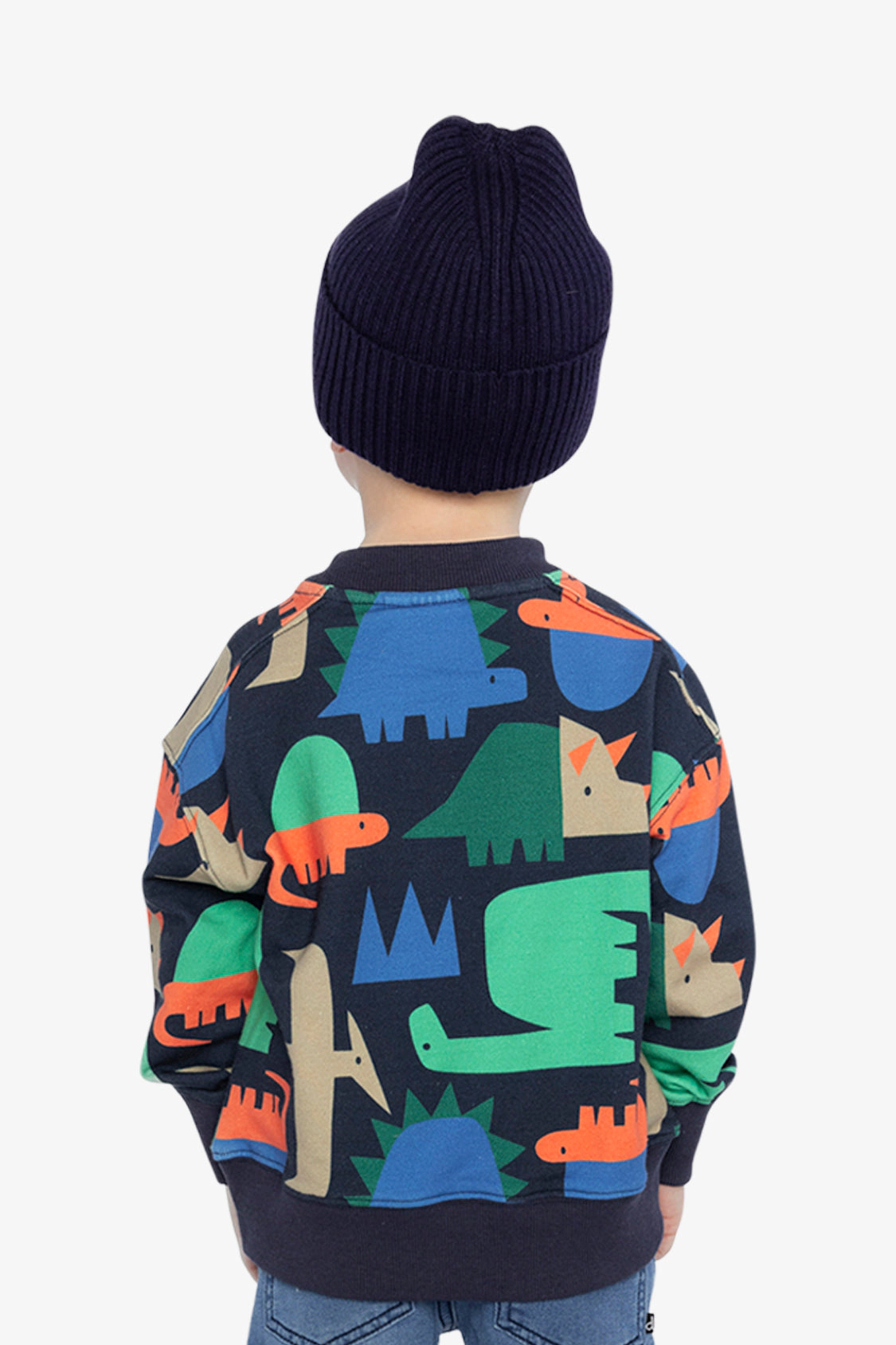 Deux par Boys Fleece Crewneck Dinosaur Print Sweatshirt