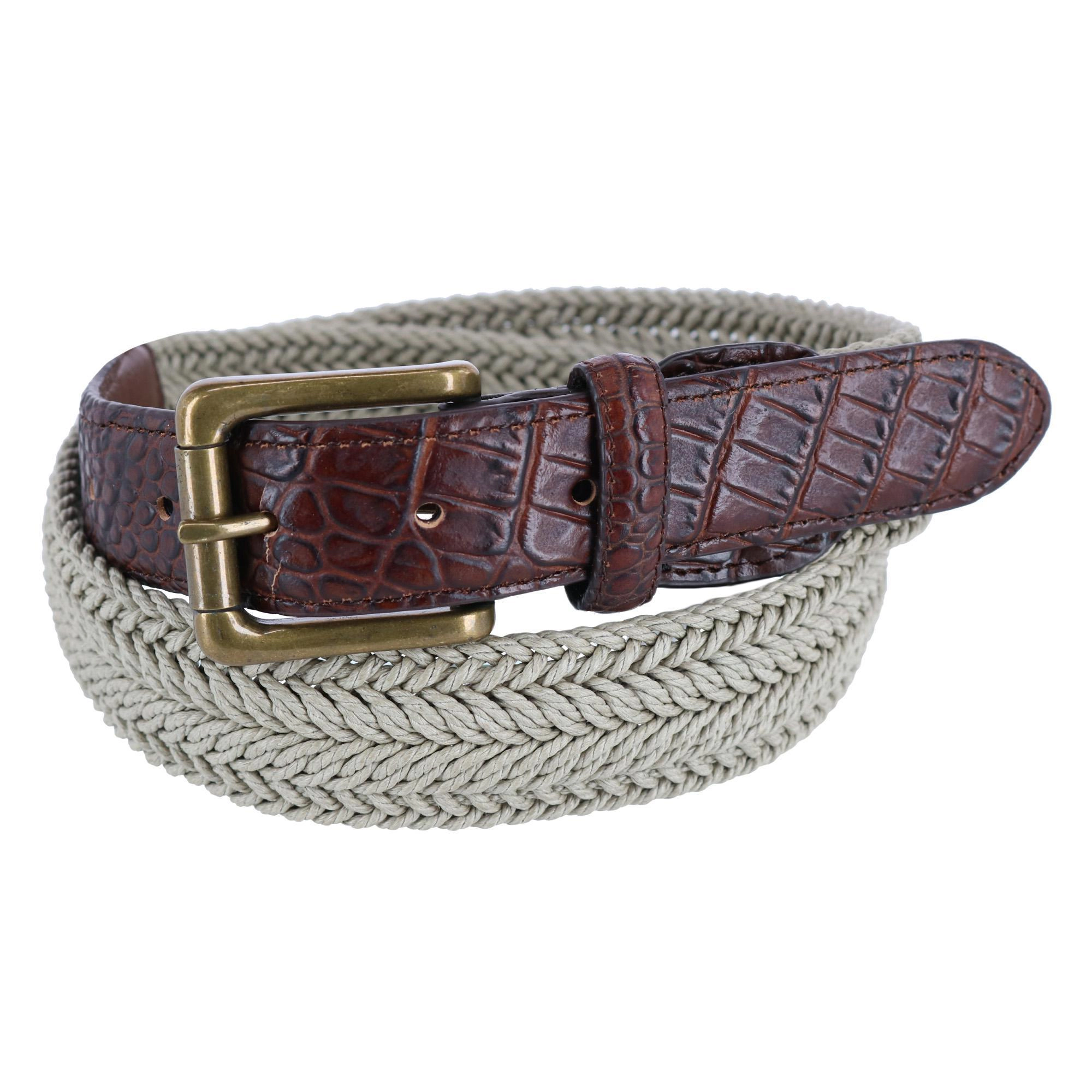 Toneka Waxed Braided Belt with Croc Print Ends