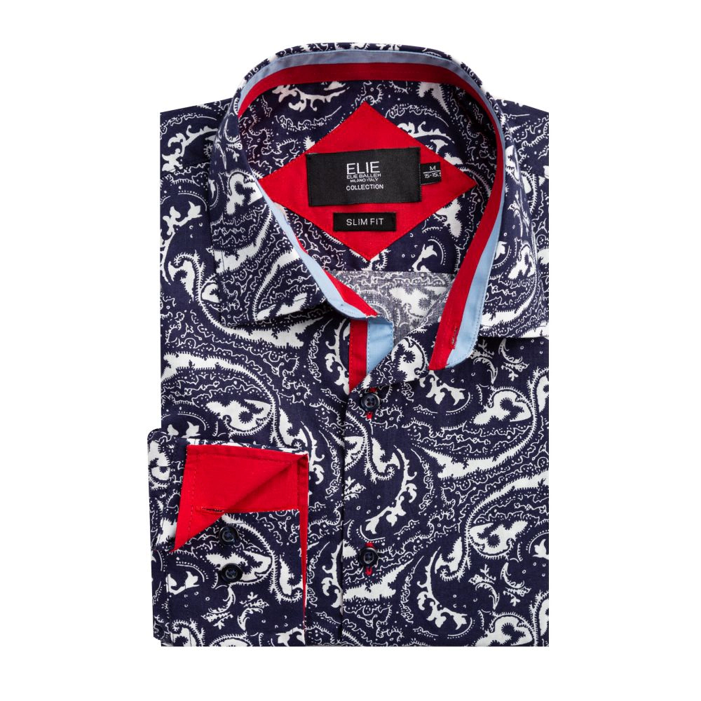 Elie Balleh Boys Slim Fit Boys' Paisley Pattern Shirt