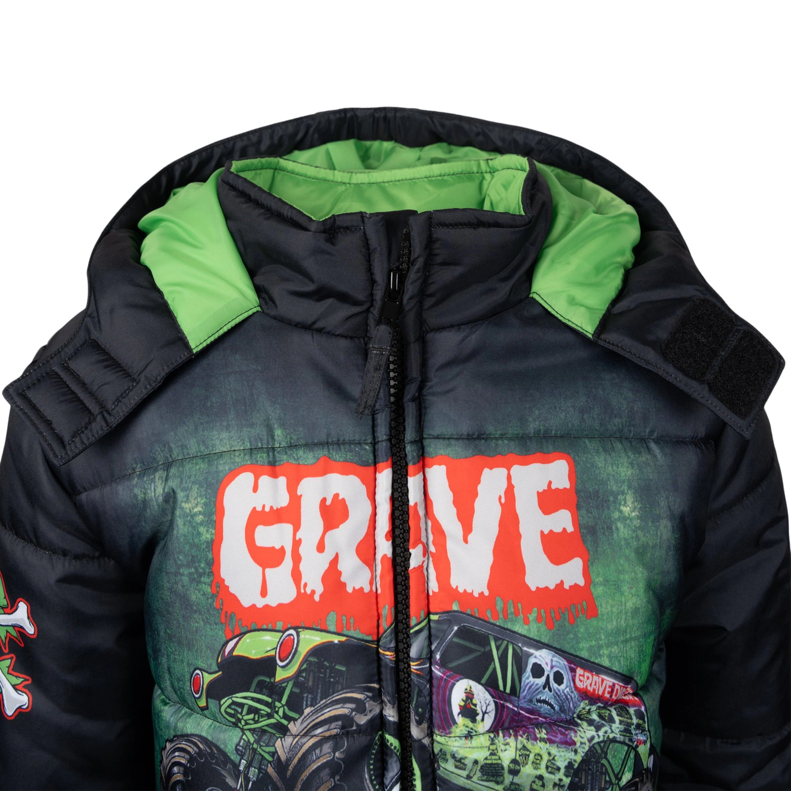 Monster Jam Boys' Hooded Puffer Jacket