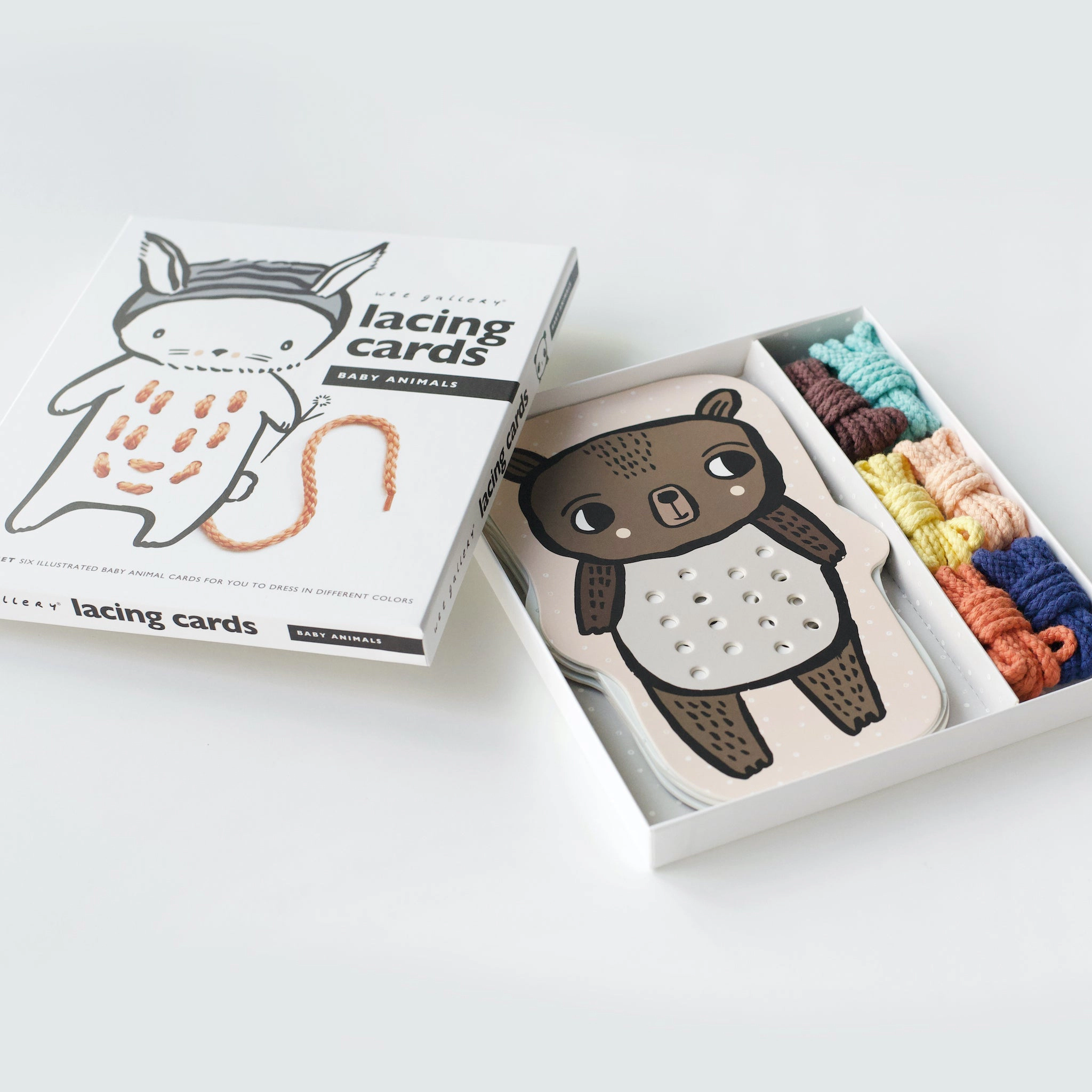 Wee Gallery Baby Animals Lacing Cards - 6 Boards and 6 Laces