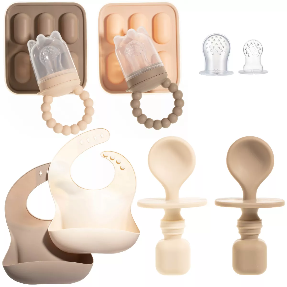 Sperric Baby Feeding Set - Fruit Feeders, Silicone Bibs & Spoons for Self-Feeding- First Stage Must-Haves