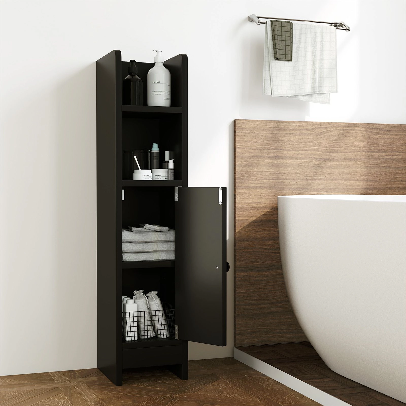 SlickBlue Slim Bathroom Storage Cabinet with Adjustable Shelf and Door
