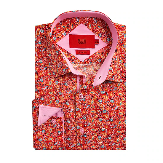 Elie Balleh Boys Slim Fit Paisley Print Shirt