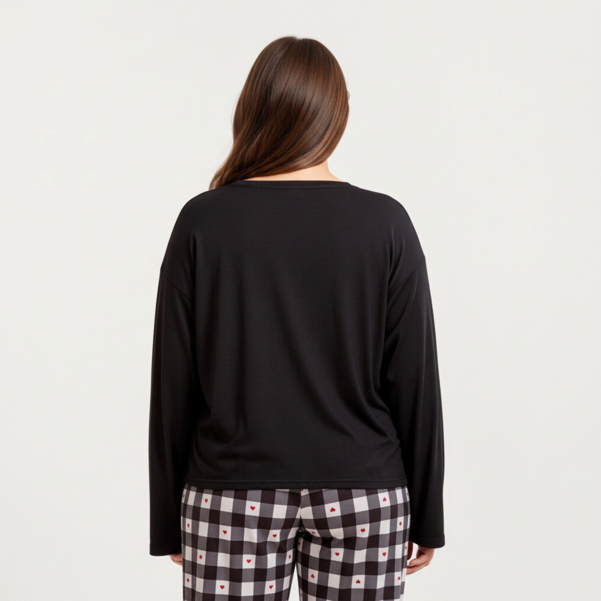 Anna-Kaci Women's 2-Piece Long Sleeve Henley Top and Plaid Pajama Pants with Soft Stretch Fabric Chest Pocket Detail