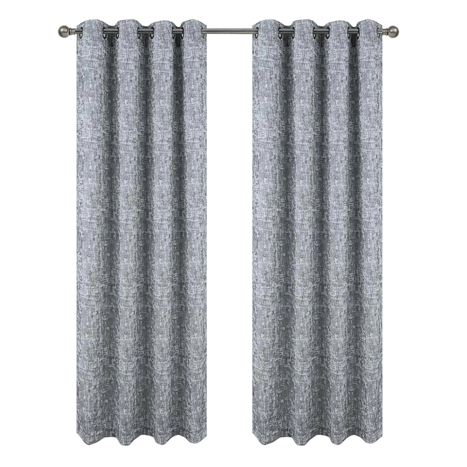 RT Designers Cambridge Jacquard Decorative Grommet Window Curtain Panel 54 x 90 Silver