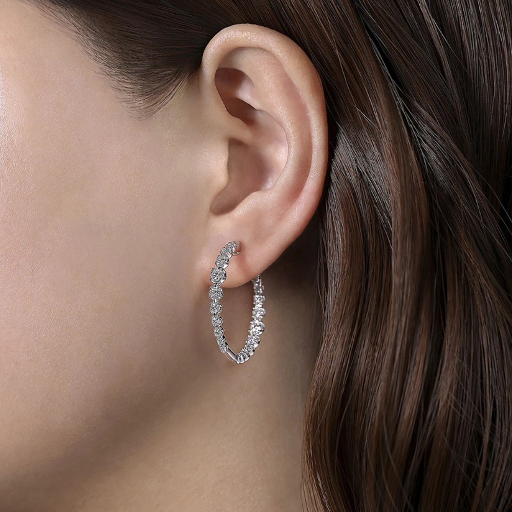 Full Dazzling Cubic Zirconia Hoop Earring