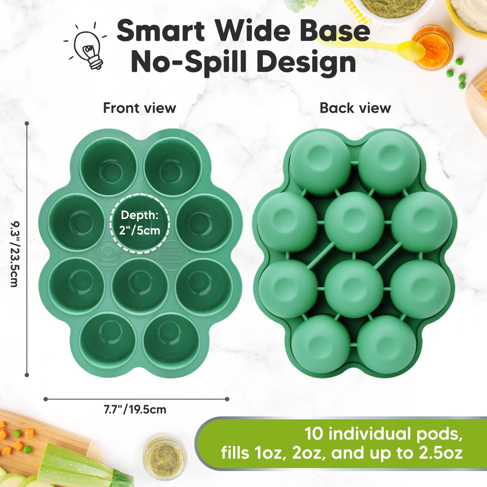 KeaBabies Prep Silicone Baby Food Tray for Boys, Girls