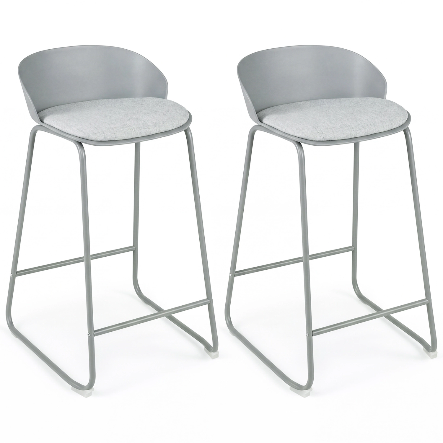 LJG Set of Counter Height Bar Stools with Curved Backrest and Metal Frame for Kitchen Dining
