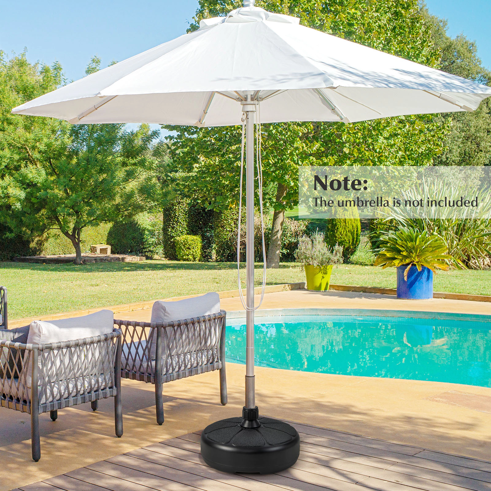 SUGIFT Black for Yard Garden and Poolside 14.5-in Round Fillable Umbrella Base Stand