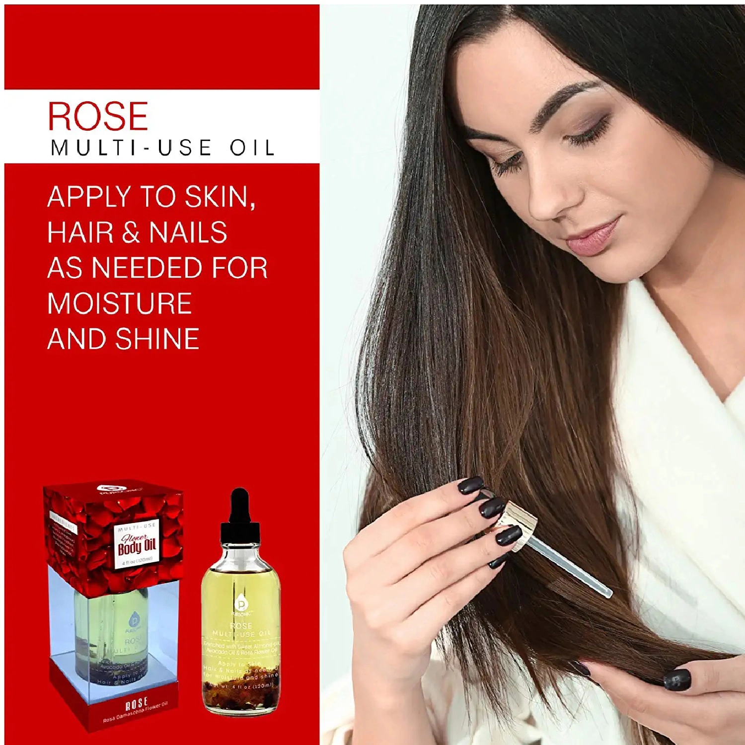 Pursonic Unisex Rose Flower Multi-Use Moisturizing Body Oil