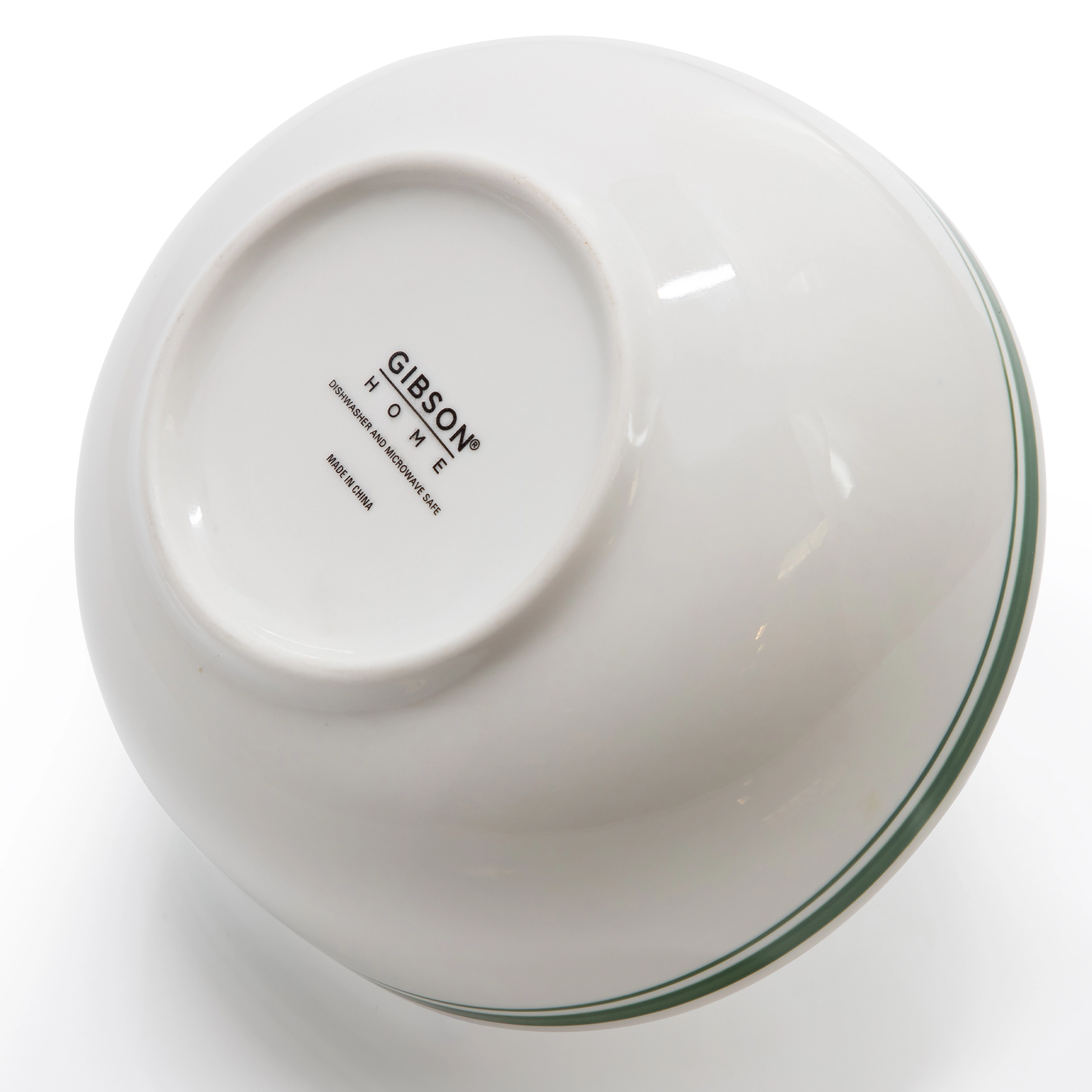 Gibson Home Hometown Diner 8 Piece 6 Inch Round Ceramic Cereal Bowl Set with Green Band