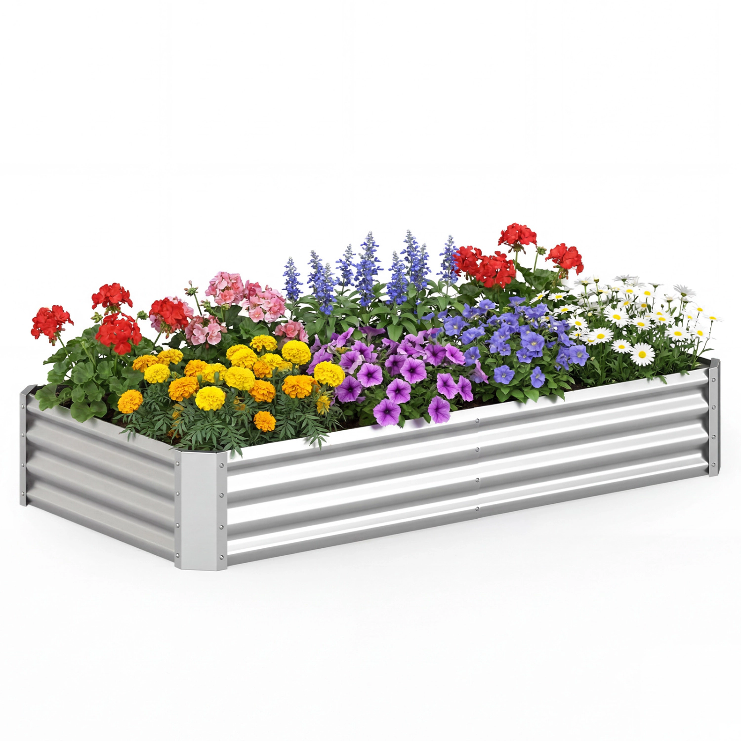 LJG 6 x 3 x 1 FT Galvanized Raised Garden Bed with Open-Ended Base