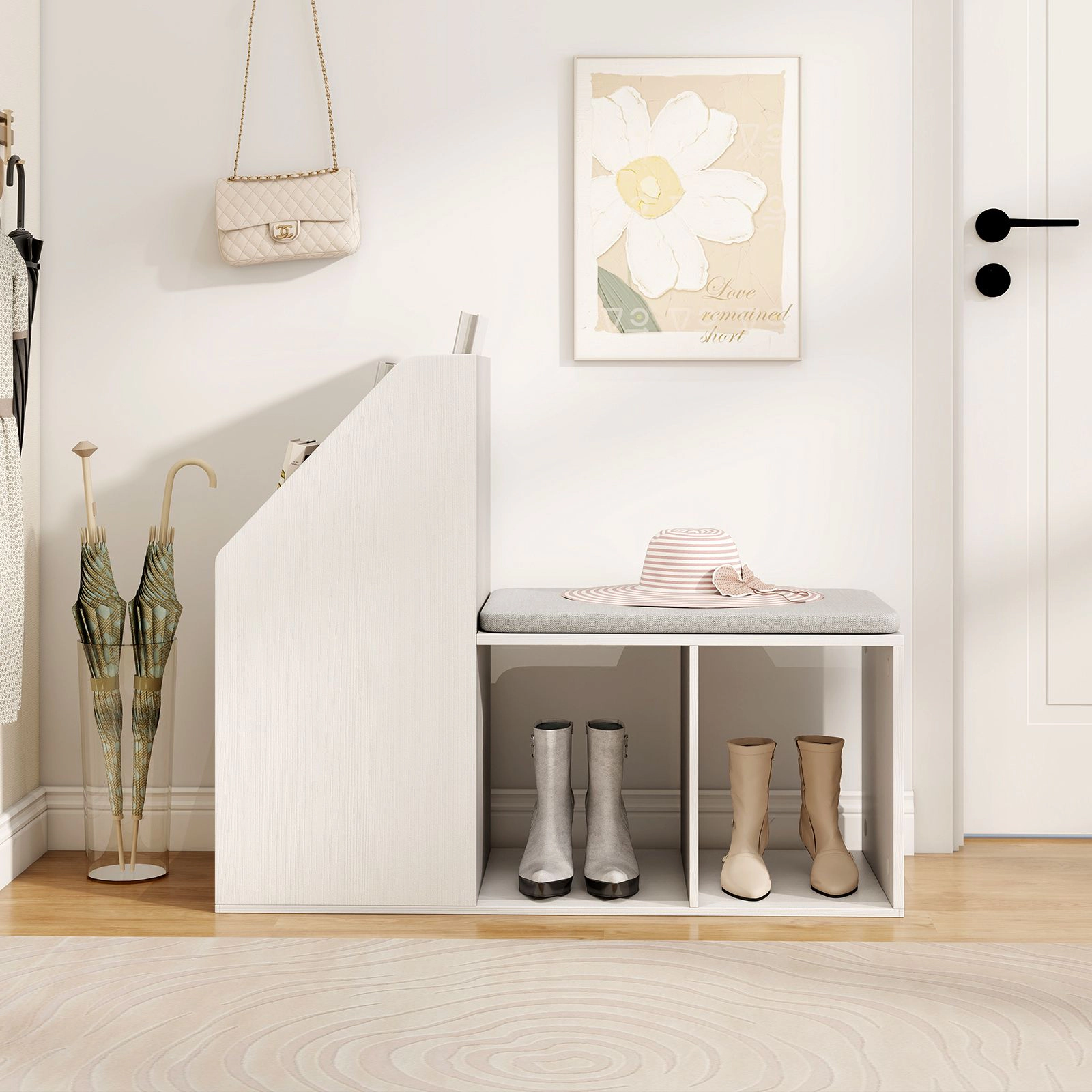 SlickBlue Entryway Bench with Shoe Storage and Side Compartments