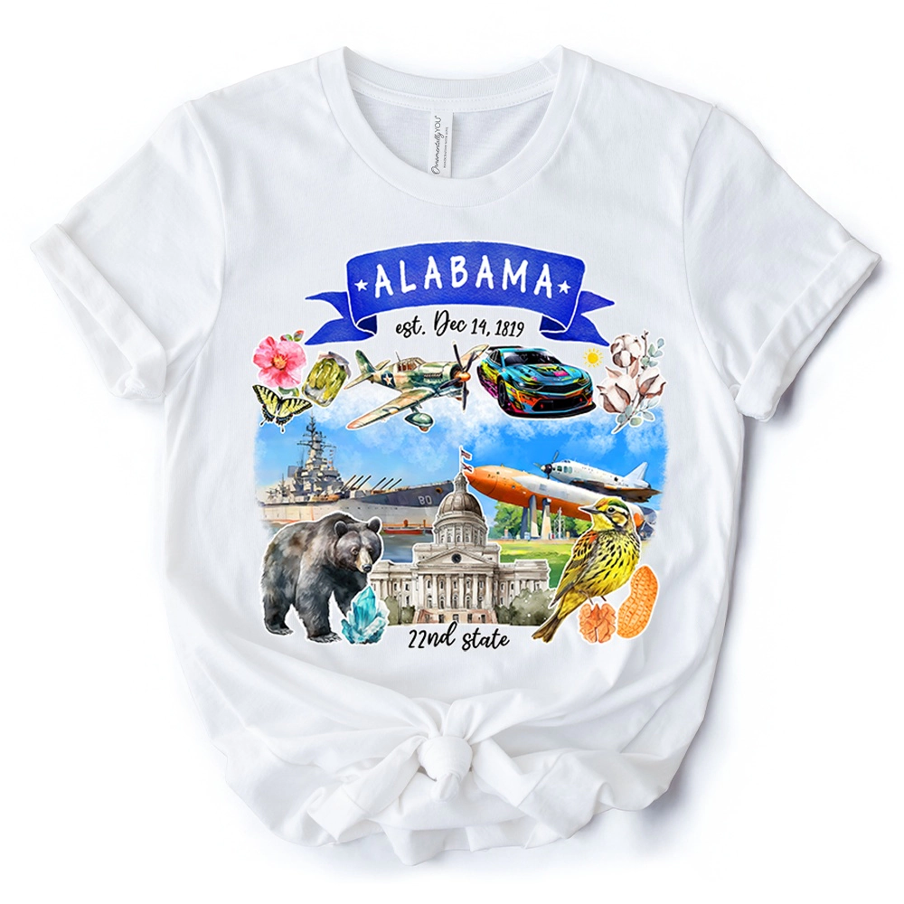 OrnamentallyYou Unisex Artistic Alabama State Themes And Landmarks T-Shirt