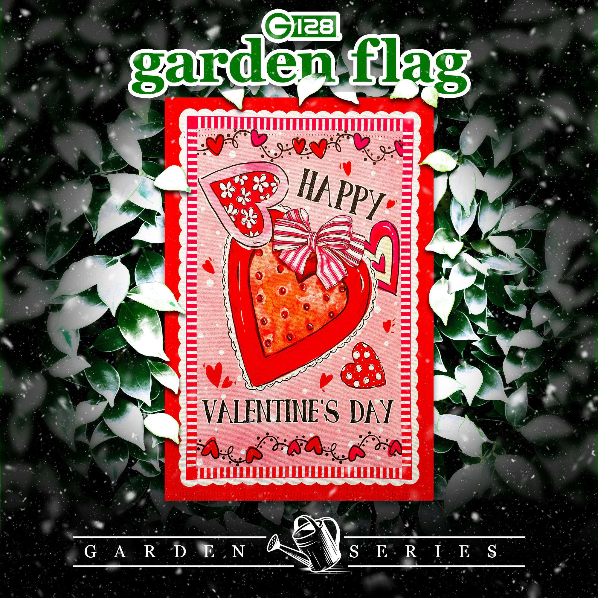 G128 Happy Valentine's Day Heart Cookie Double-Sided 12x18 Inch Garden Flag