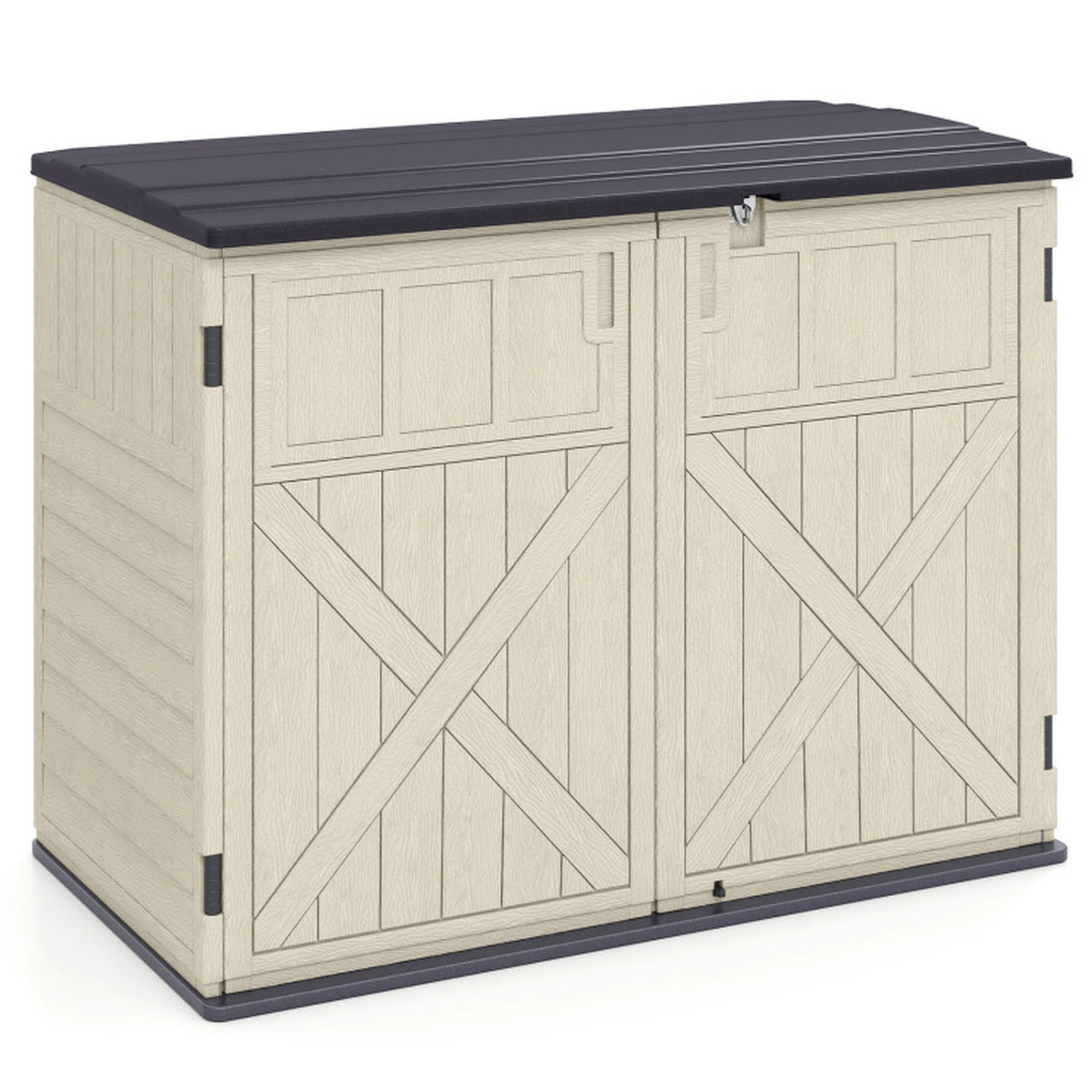 SUGIFT 20-cu ft 860-lb Capacity Horizontal Resin Outdoor Storage Shed with 3-Position Adjustable Shelf