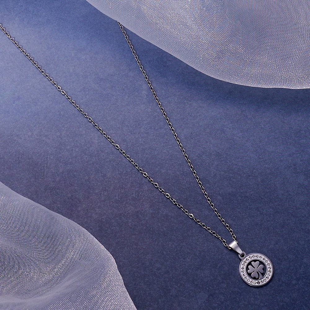 SOHI Women's Metallic Silver the Clover Pendant Necklace