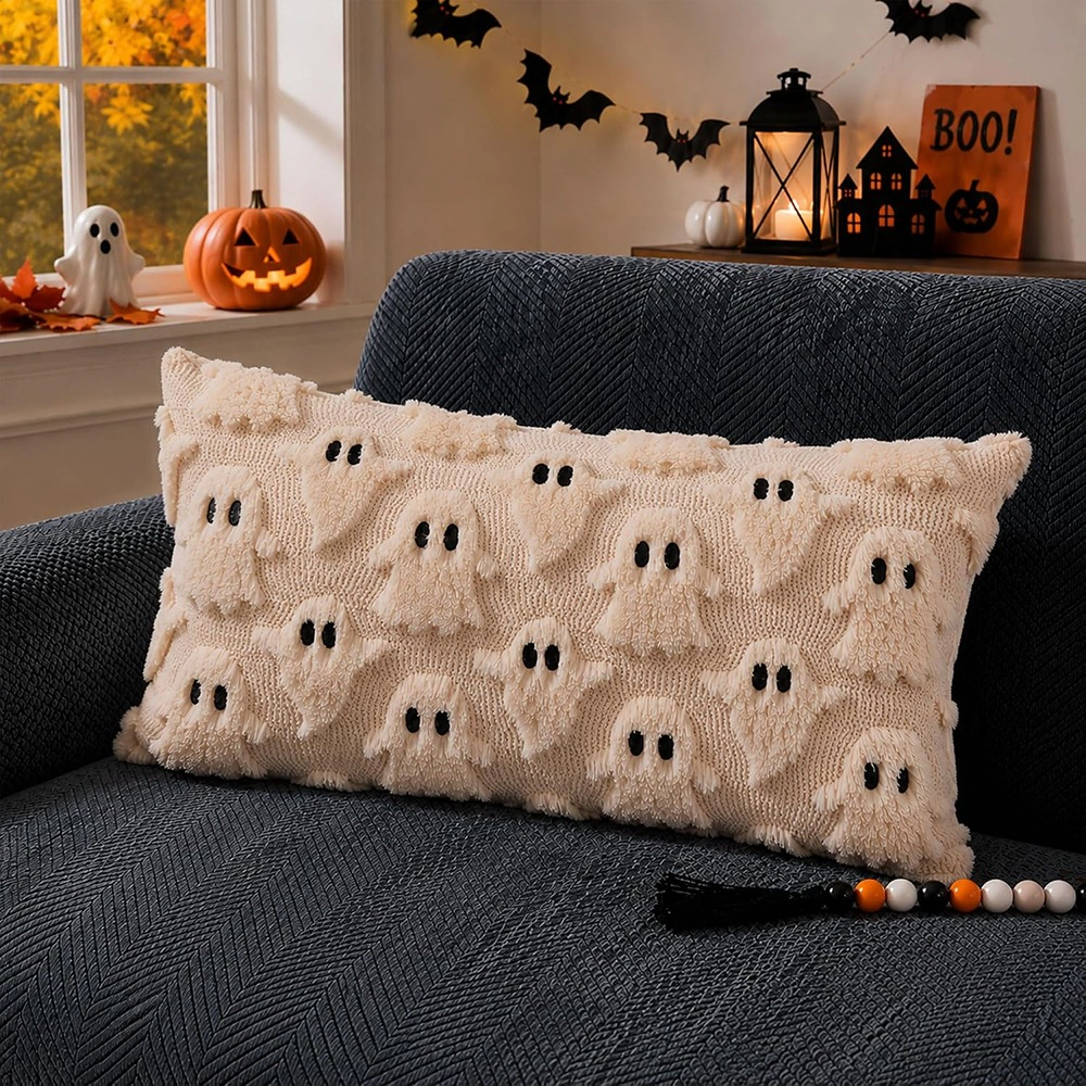 ACPJR Halloween Ghost Pillow Covers 2-Pack Double-Sided Plush Throw Cases 18x18