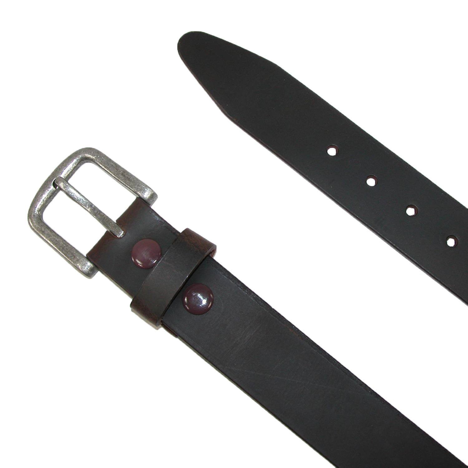 CTM Men's Big & Tall Leather Removable Buckle Bridle Belt