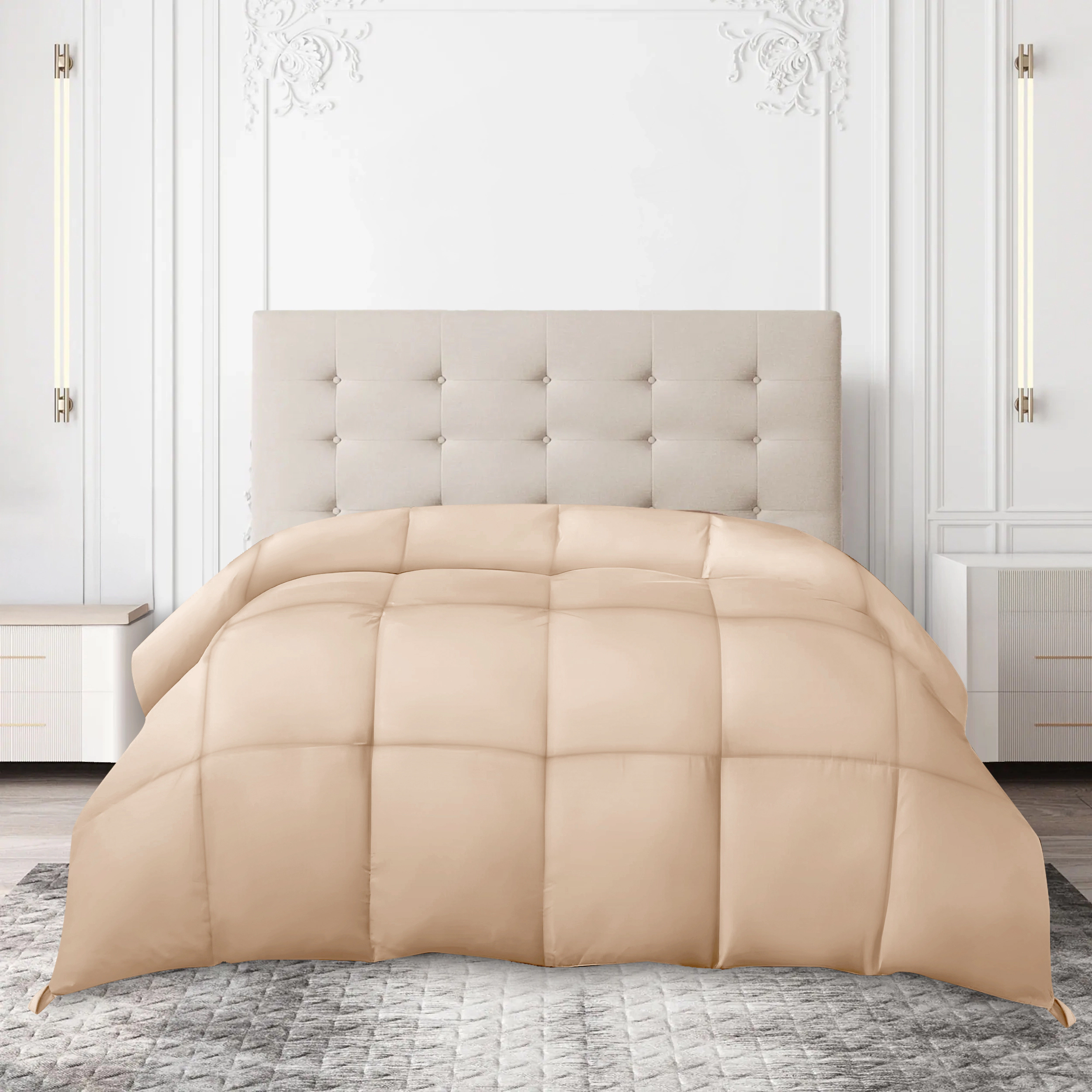 Lux Decor Collection Quilted Comforter Down Alternative Duvet Insert All Season 1Pc with Corner Tabs