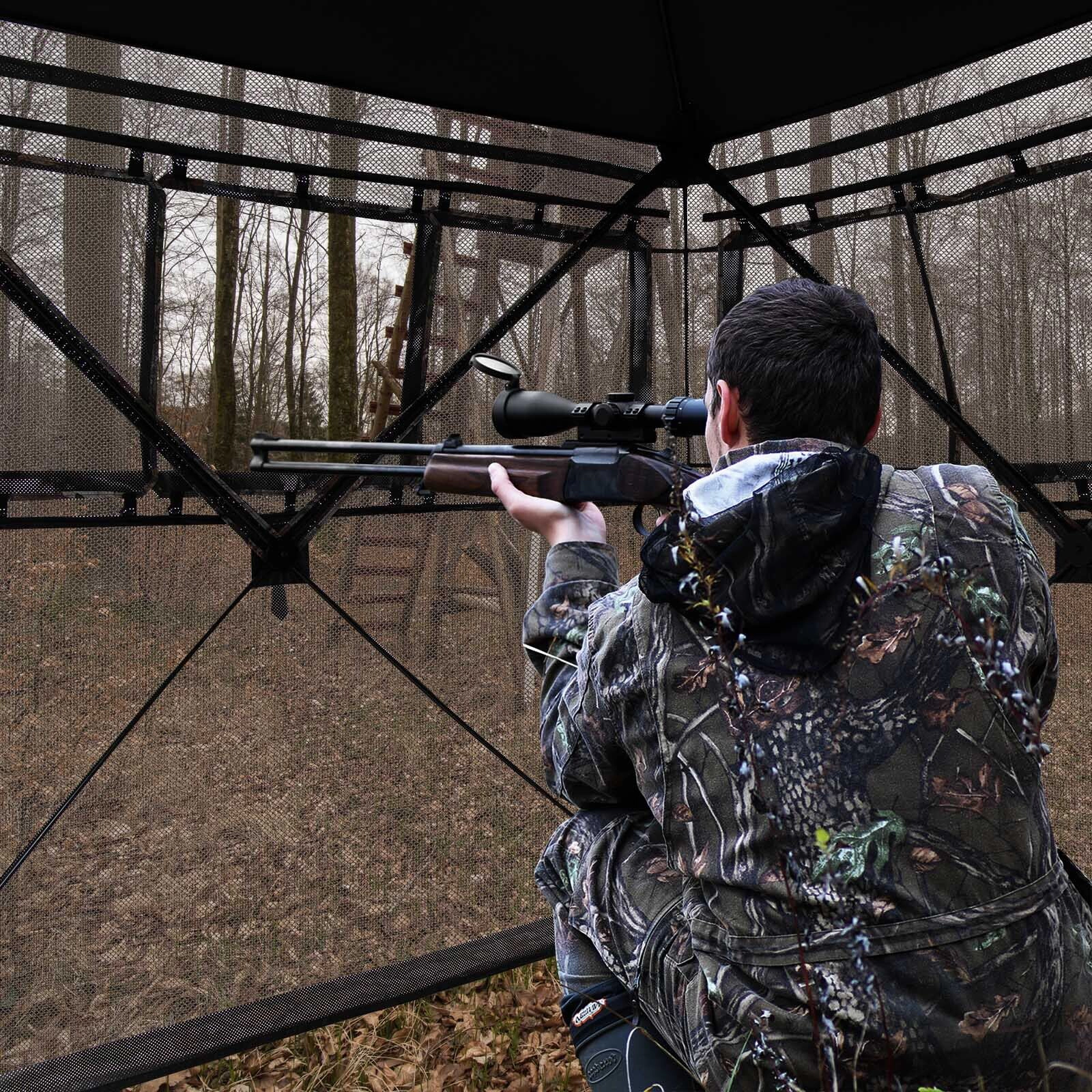 SUGIFT 2-3 Person Pop Up Hunting Blind Ground Tent with Triangle Windows Carry Bag and Storage Pocket Camouflage