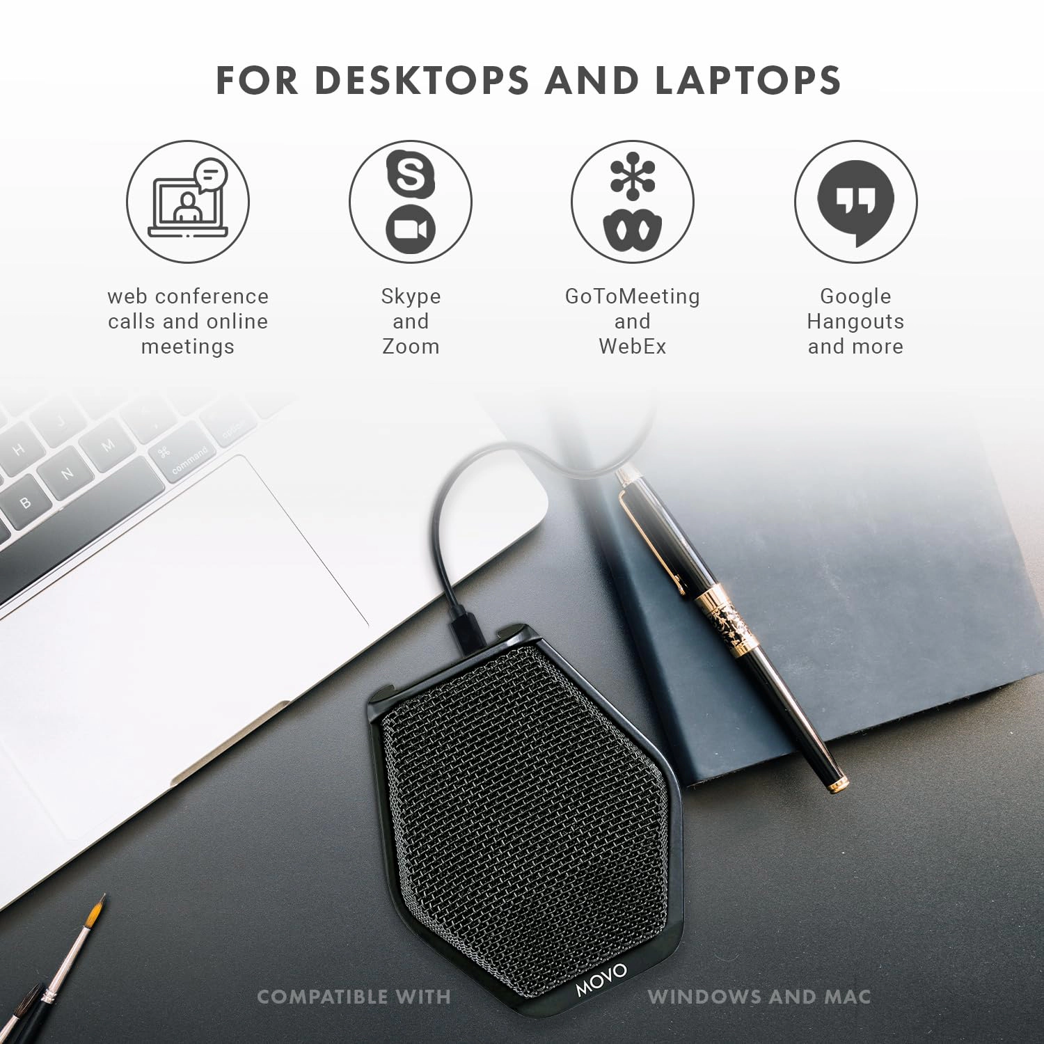 Movo MC1000 Conference USB Microphone - Long Range Desktop Mic