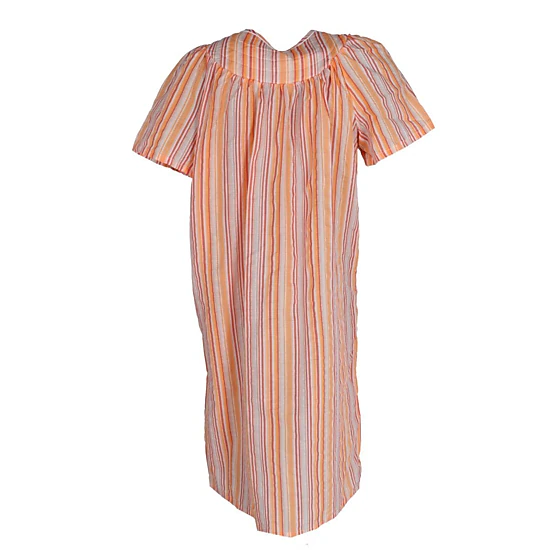 Elegant Emily Women's Snap Front Striped Duster Gown