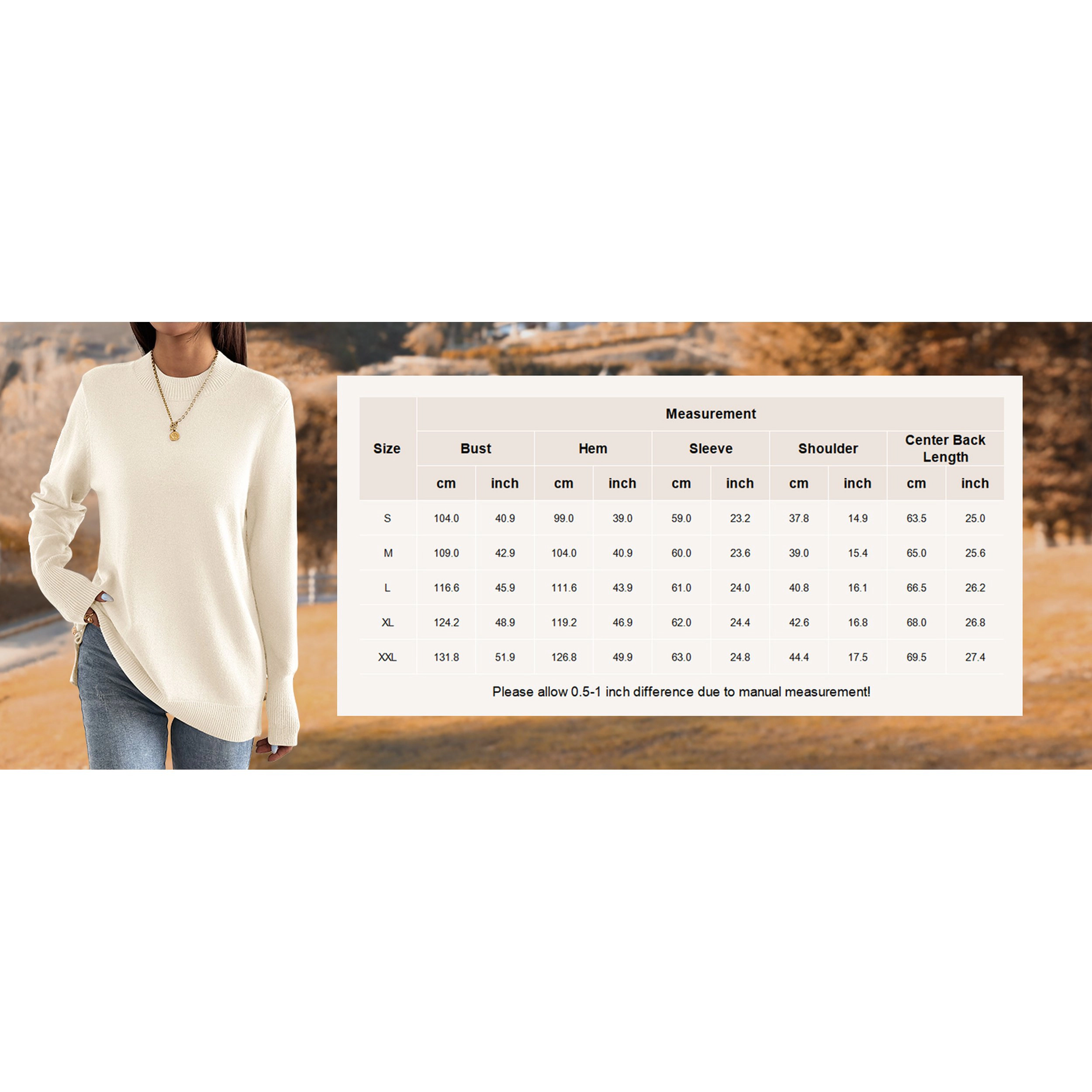 Zeagoo Women's Crewneck Loose Side Button Slit Long Sleeve Tunic Knit Pullover