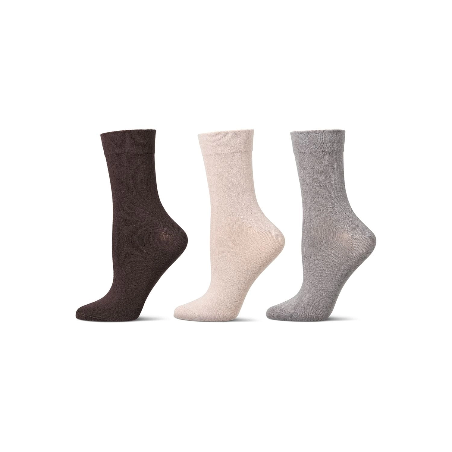 MeMoi 3 Pair Women's Silky-Soft Comfort Cuff Crew Socks