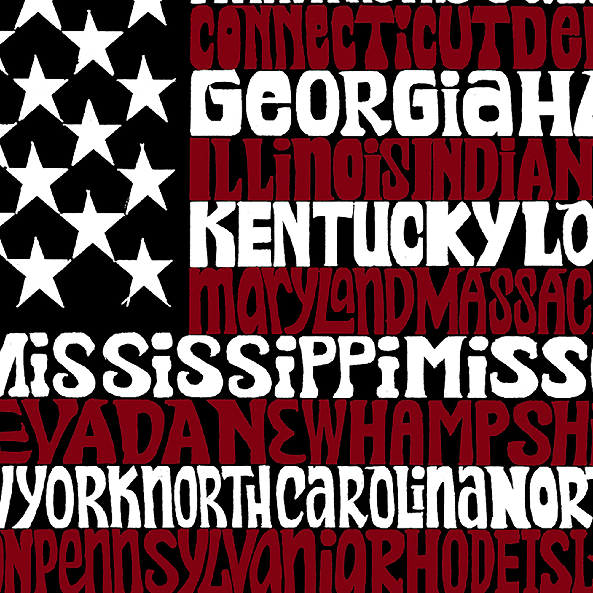 LOS ANGELES POP Art Men's Cotton/Poly Blend Word T-Shirt - 50 States USA Flag