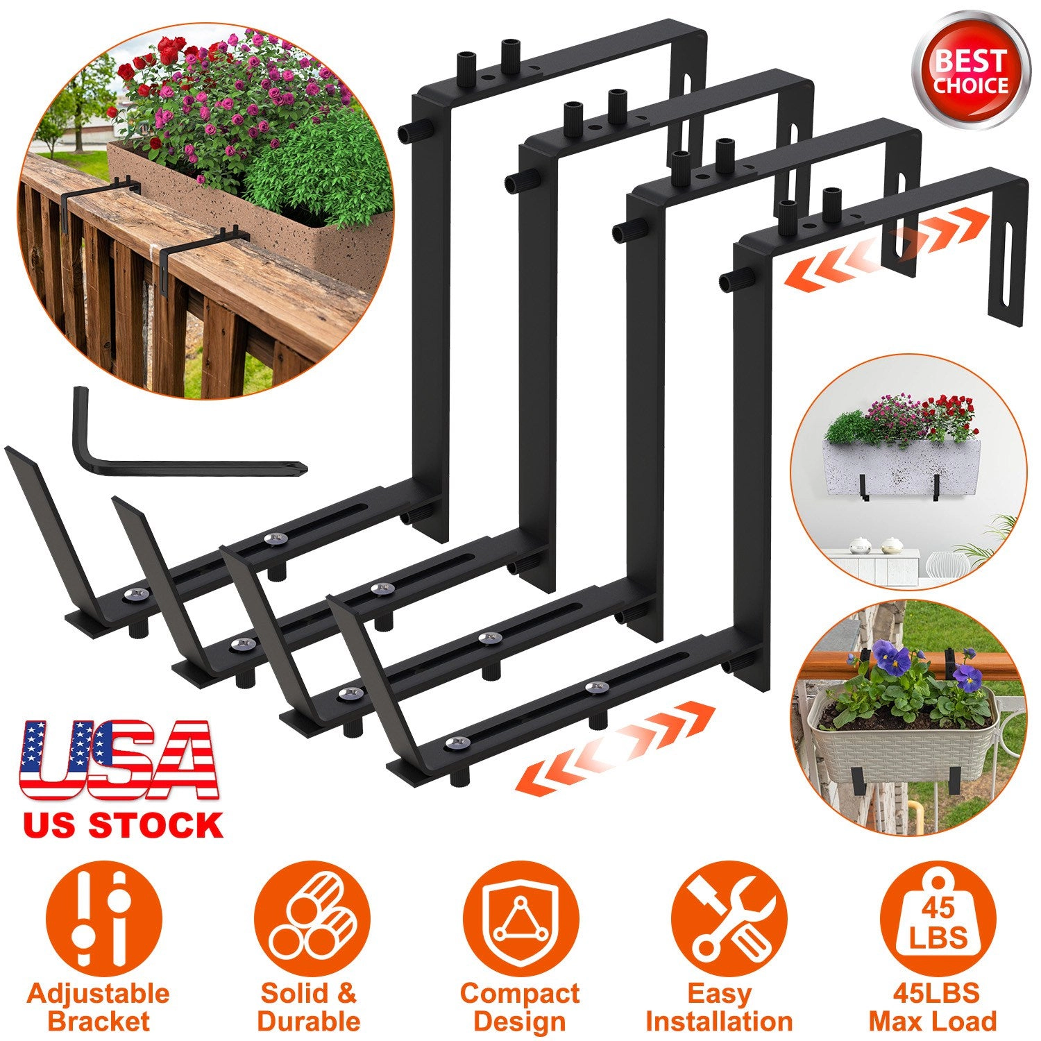 GBruno 4 Pcs Adjustable Planter Box Brackets