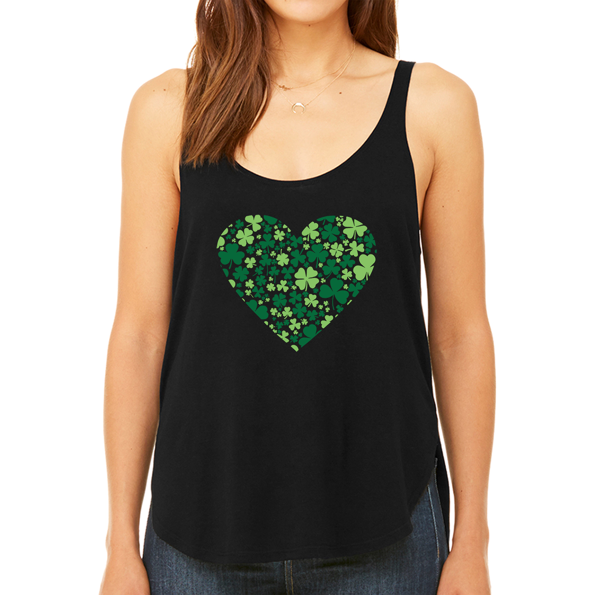 LA Pop Art Women's Premium Word Flowy Tank - Clover Heart