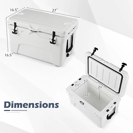 SUGIFT 45 Quart Portable Hard Cooler Insulated Ice Chest 440-lb Top Load Capacity 6-Day Ice Retention White
