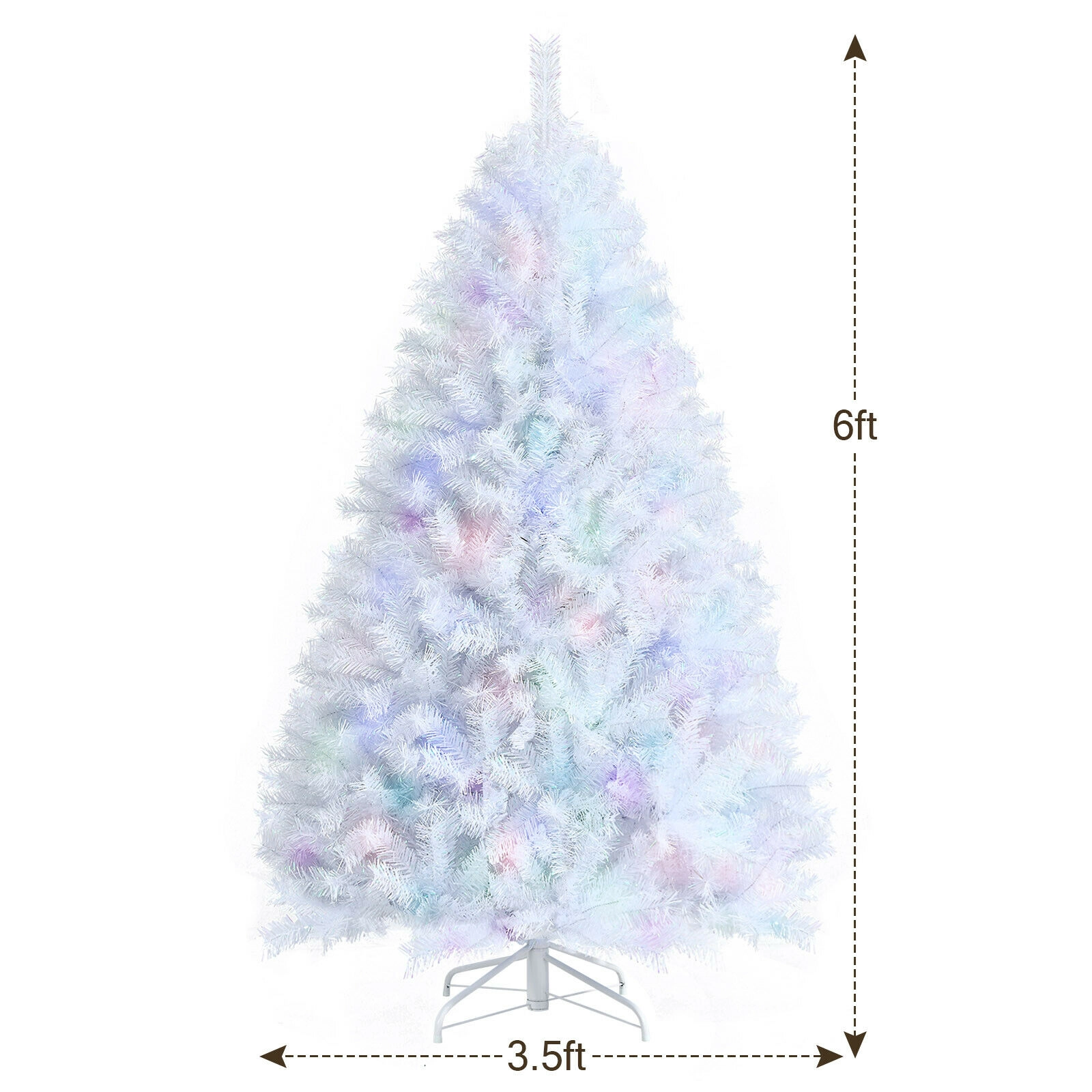 SUGIFT 6-ft White Iridescent Tinsel Artificial Christmas Tree with 792 Branch Tips and X-Shaped Iron Base