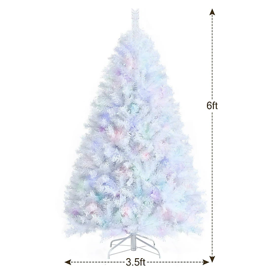 SUGIFT 6-ft White Iridescent Tinsel Artificial Christmas Tree with 792 Branch Tips and X-Shaped Iron Base