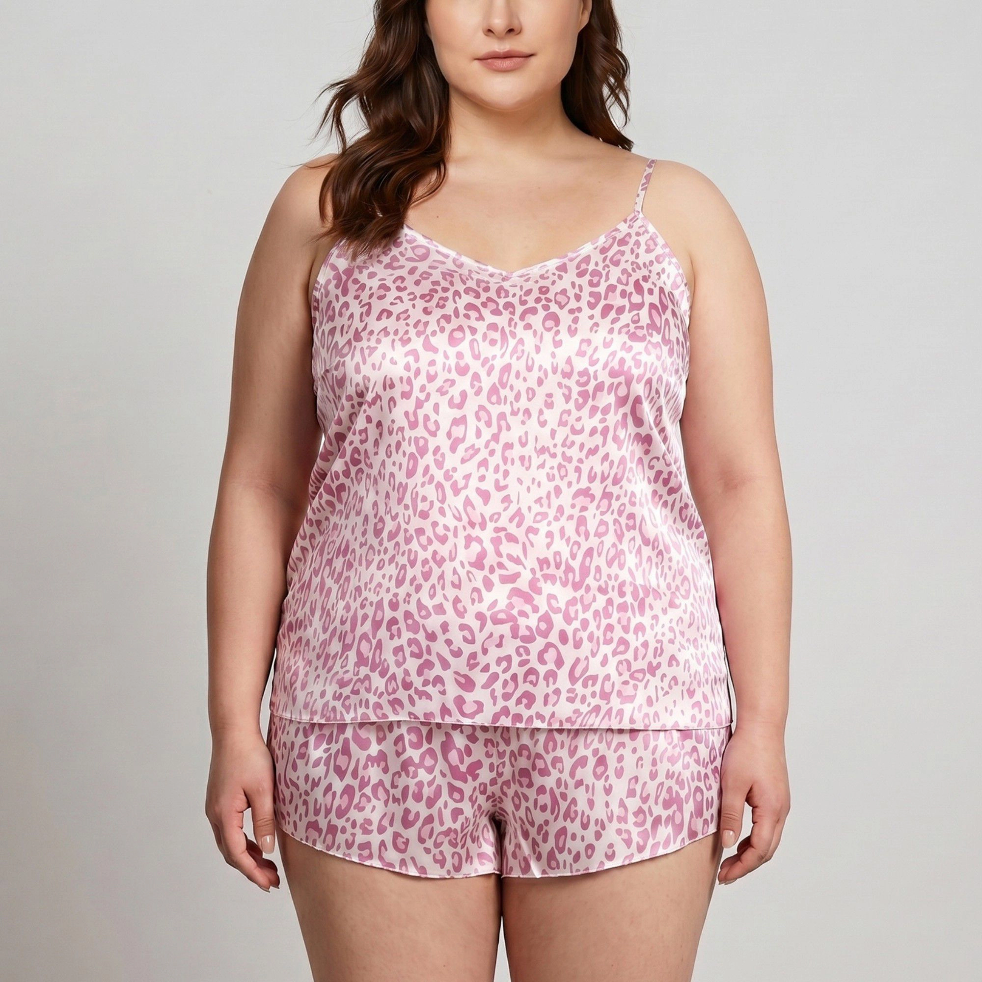 Anna-Kaci Women's Leopard Print Camisole and Shorts Pajama Set Soft Comfortable Sleepwear for Relaxation