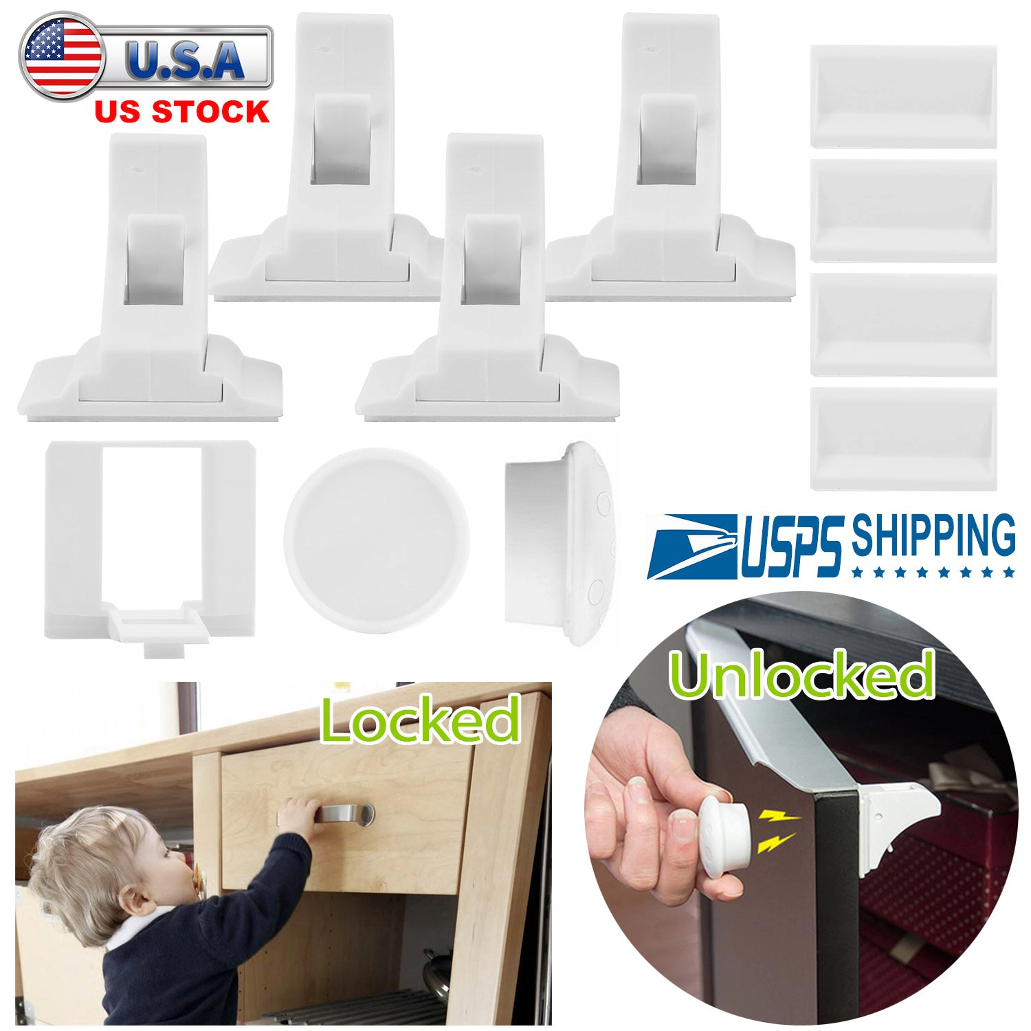 GBruno Kids' Kids' 4-Pc Magnetic Cabinet Safety Lock Set