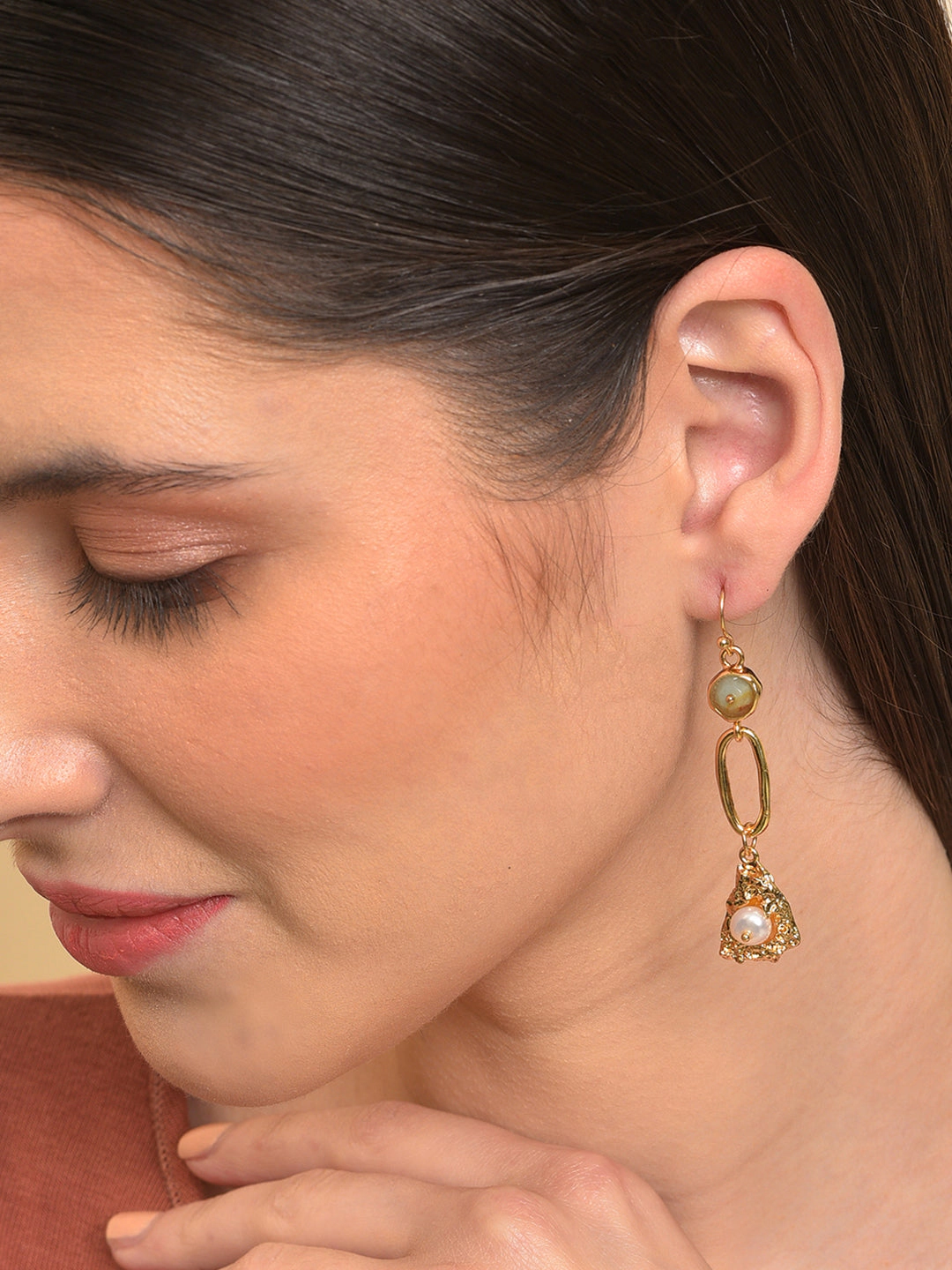 SOHI Women's Gold Plated Pearl Beaded Drop Earring