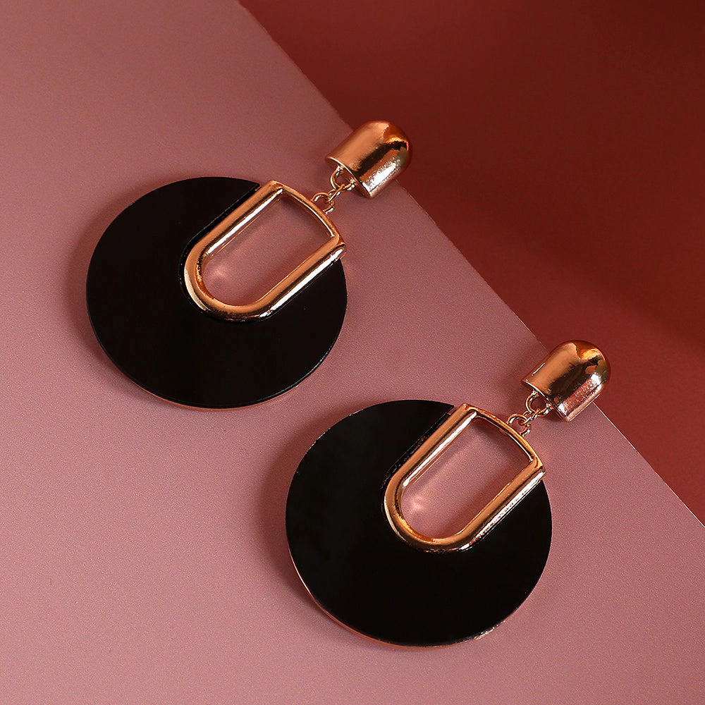 SOHI Women's Onyx Black Casual Drop Earrings