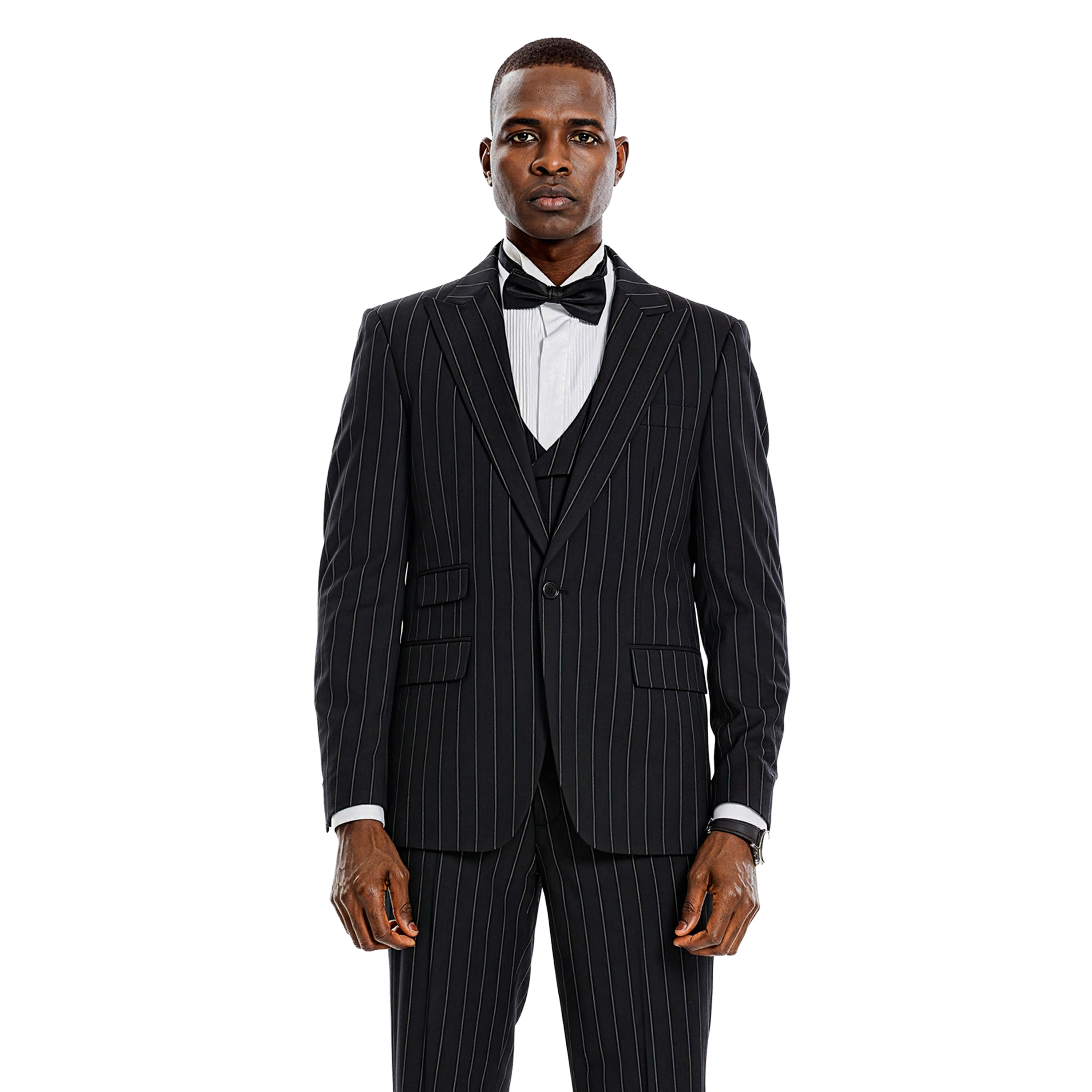 Tazzio Mens Skinny Fit Velvet 2 Piece Suit Set, Peak Lapel
