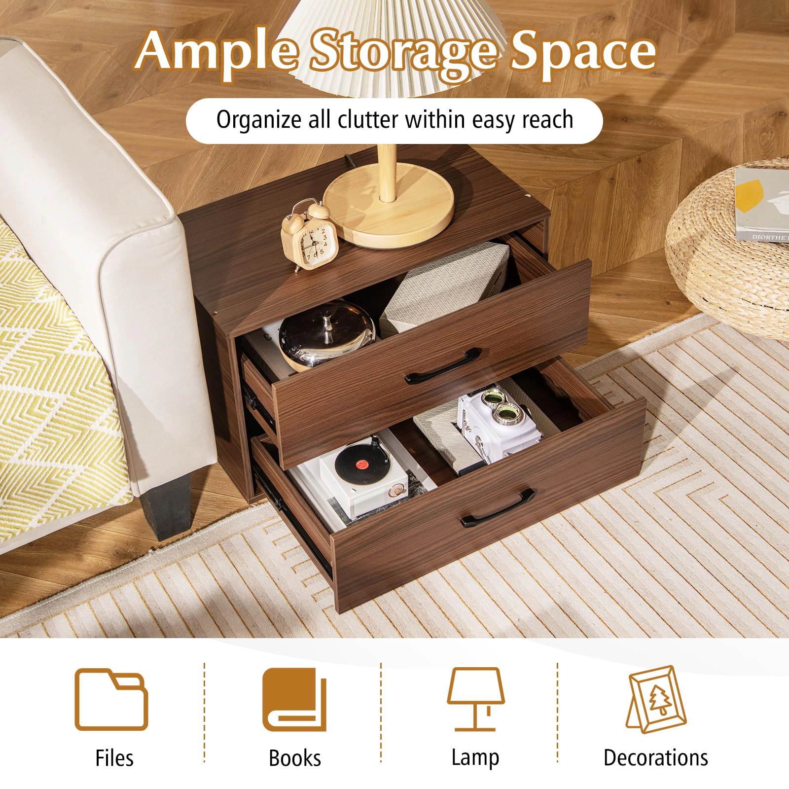 Glintex Stackable 2-Drawer Storage Chest with Rail Handles
