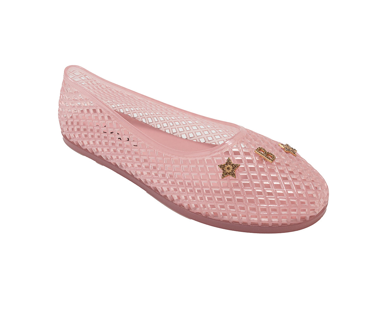 bebe Womens Jelly Flats with Charms Slip On Lightweight Shoes