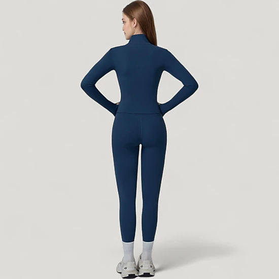 Anna-Kaci Women's Fitted Zip-Up Activewear Jacket with High Collar Long Sleeves and Contour Seaming for Workout Wear