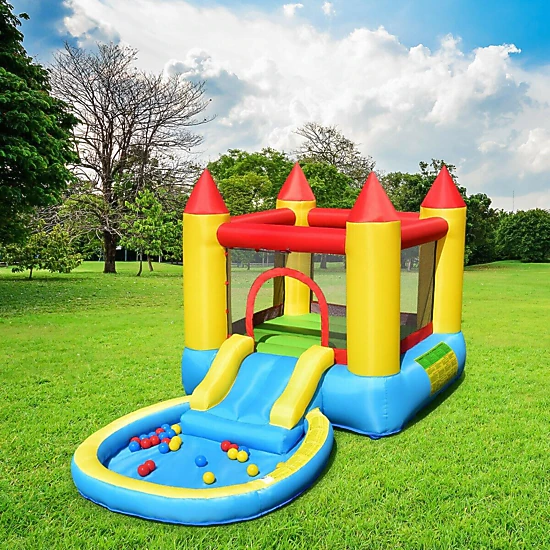 SUGIFT Kids Inflatable Bounce House Castle with Ball Pool Slide and Carrying Bag