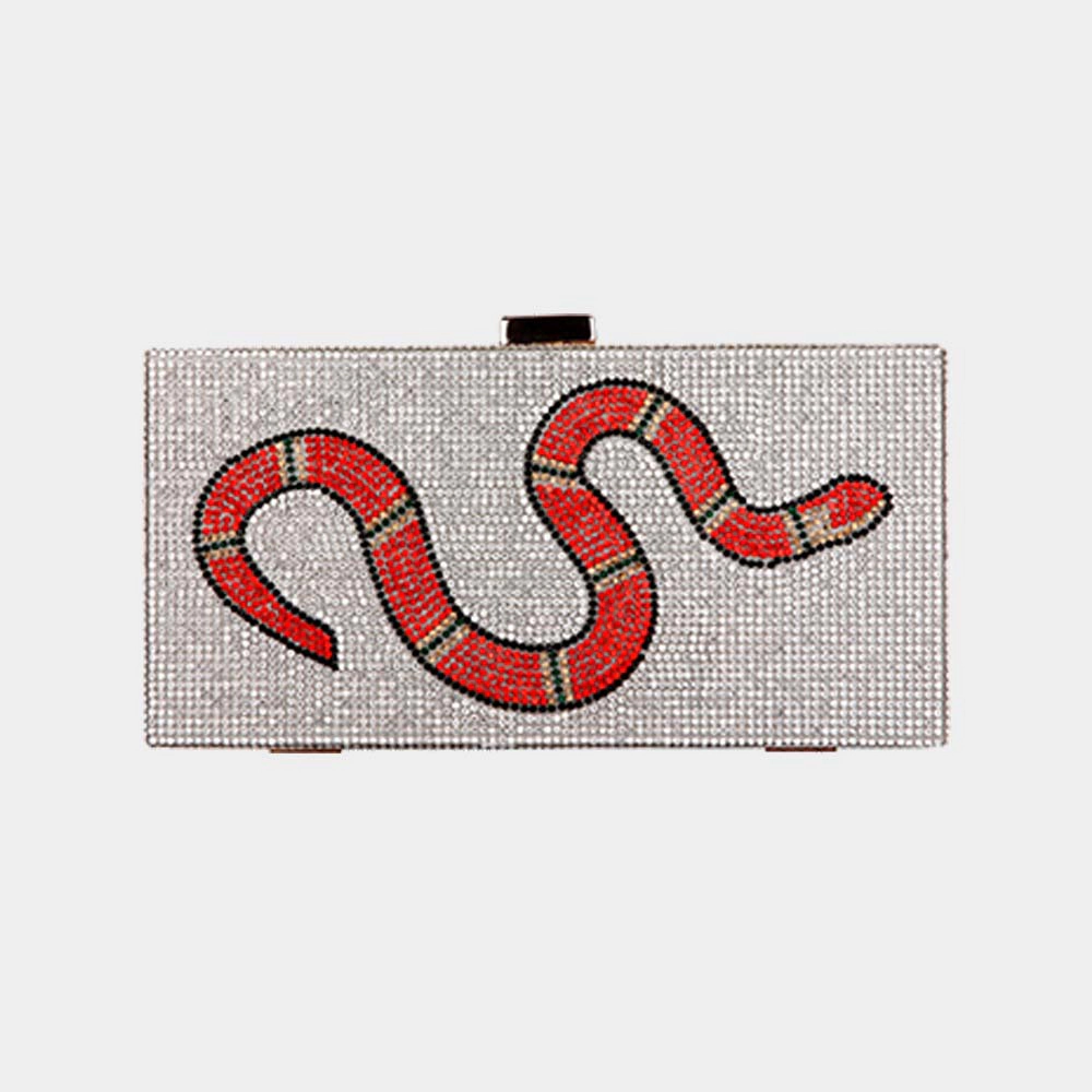 FASHNZFAB Bling Snake Rectangle Evening Clutch / Crossbody Bag