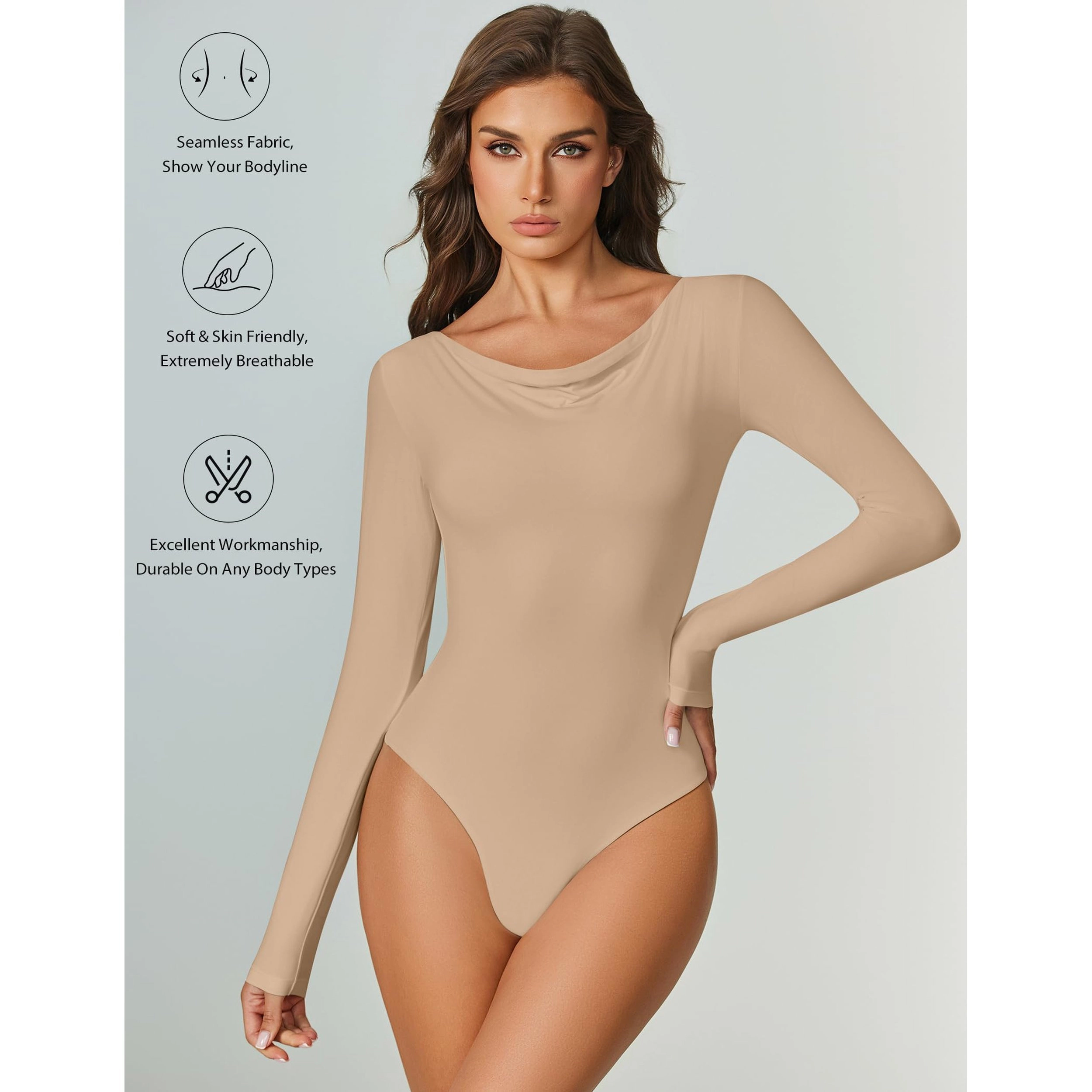 Avidlove Women's Off Shoulder Long Sleeve Seamless Bodysuit