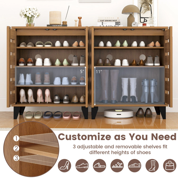 Hivvago 4-Tier Farmhouse Shoe Organizer with Louvered Door
