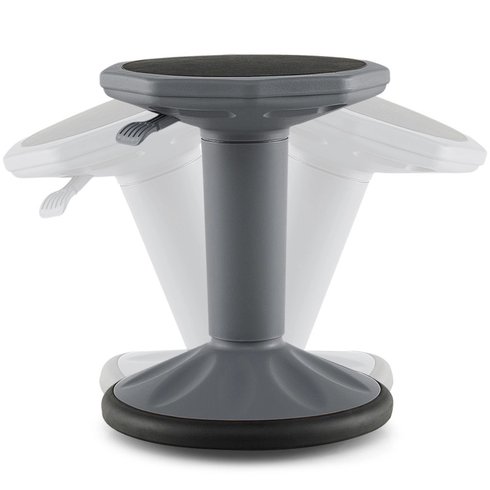 SUGIFT Adjustable Height 250-lb Capacity Gray Backless Wobble Stool with Octagonal Silicone Seat